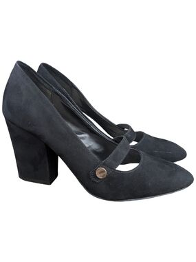 Nine West Black Mary Jane Block Heel Pumps Pointed Toe Size 7